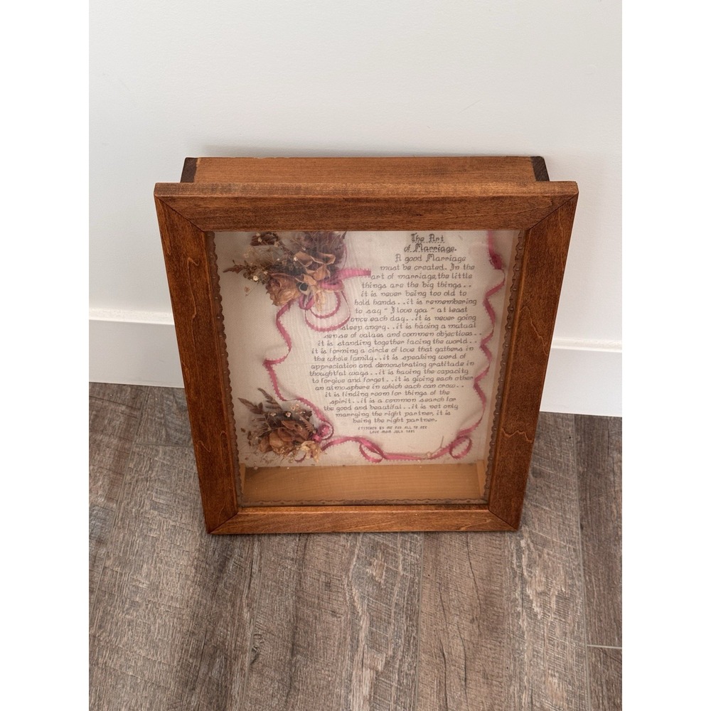 Vintage MOTHER Poem To Child‎ Gift Shadow Box Wall Decor Lace Floral Dated 1995